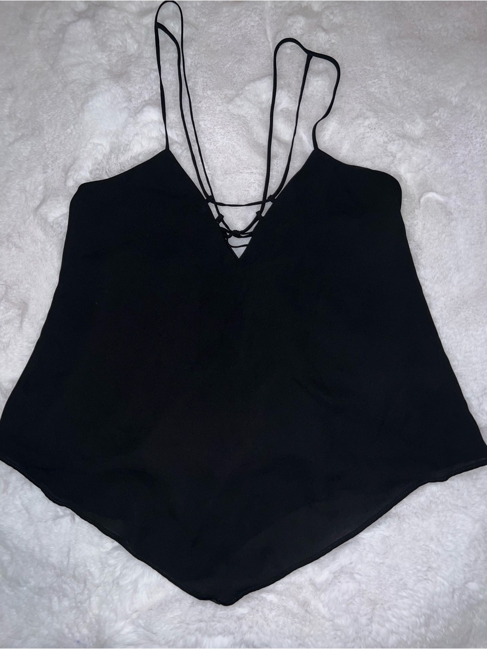 Express Black Lace-Up V-Neck Strappy Camisole